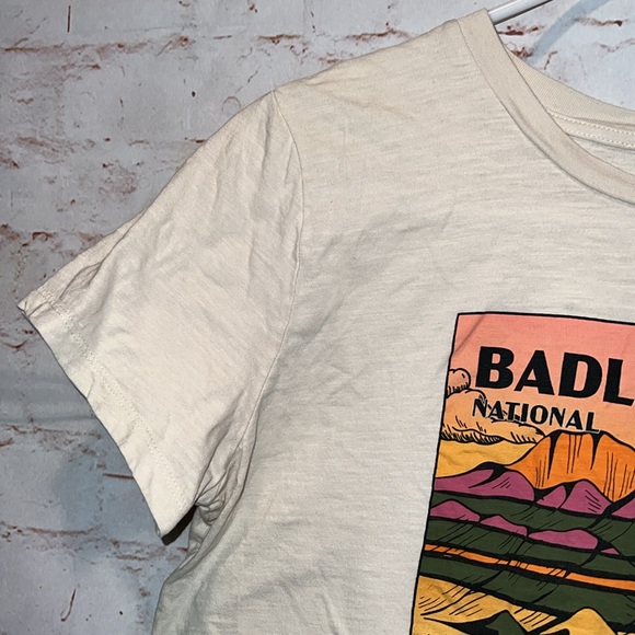 Levis Shirt Womens Medium Crop Top Boxy Short Sleeve Badlands Graphic Jordie - Picture 3 of 8